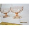 Image 3 : 3 Pieces of Pink Depression Glass Champaign Flute and 2 Bowls
