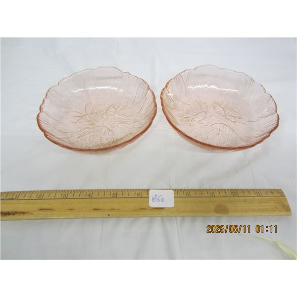 2 Pink Depression Glass Bowls
