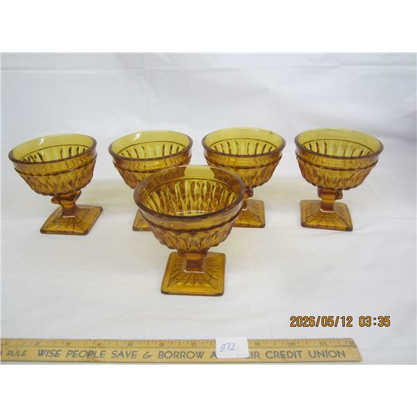 5 Vintage 1960's Amber Desert Cups