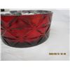Image 3 : Large Vintage Red Cut Glass Serving Bowl 9.5 inches Across