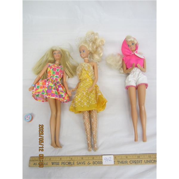 3 Vintage Barbies Dolls with Clothing