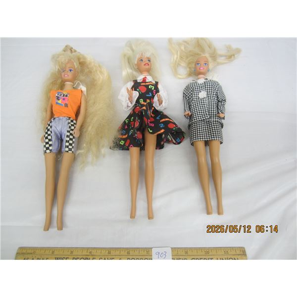 3 Vintage Barbie Dolls with Clothing