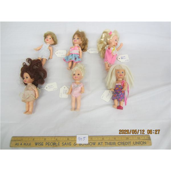 Lot of 6 Different Barbie Dolls Baby Kelly Ect.