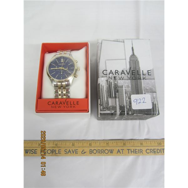 Caravelle by Bulova New York Chronograph Watch with Box Plastic is Still on the Face Needs a Battery