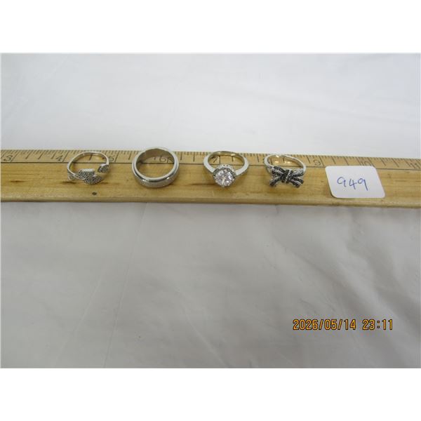 Lot of 4 Silver Toned Rings
