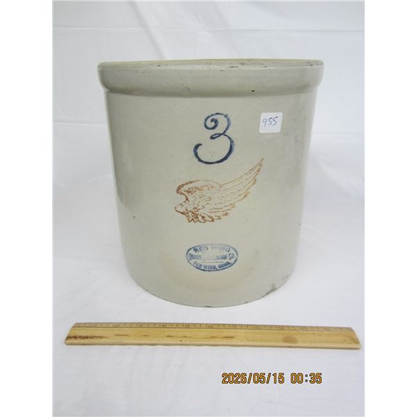 3 Gallon Red Wing Crock in Good Condition