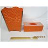Image 1 : 1970's Bathroom Trash Can and Matching Kleenex in Orange in Good Condition