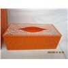 Image 5 : 1970's Bathroom Trash Can and Matching Kleenex in Orange in Good Condition