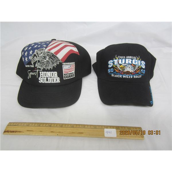 2 Vintage Ball Caps Sturgis and Army Never Worn