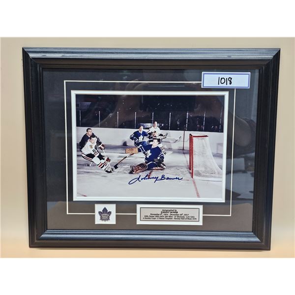 Gorgeous framed Autographed Johnny Bower Pic w/COA