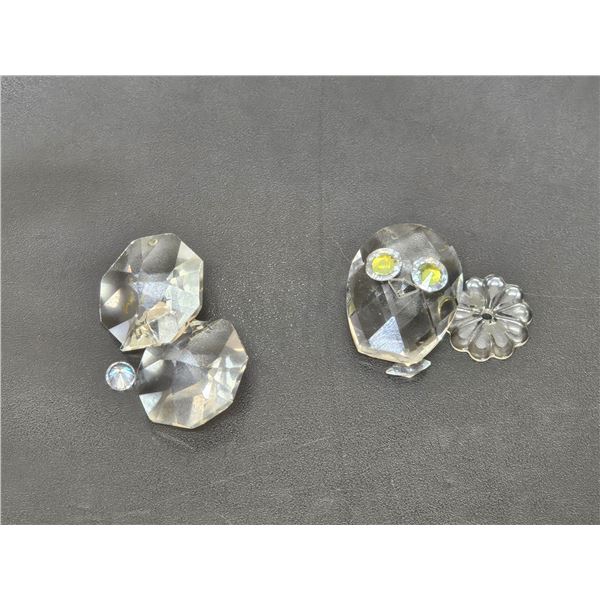 Swarovski Crystal Figurines - Owl and Clam (need repair)