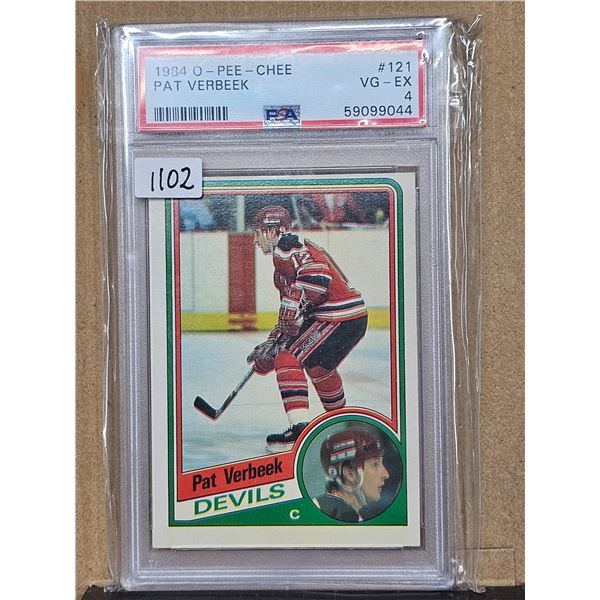 1984-85 O-Pee-Chee Pat Verbeek RC PSA Graded 4