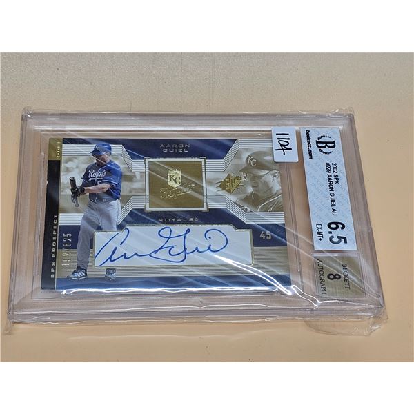 2002 UD SPX Aaron Guiel RC Auto 192/825 Geckett Graded 6.5 Auto 8 Team Canada