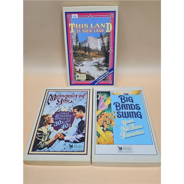 3Readers Digest Big Bands/Folk/Romantic Songs Box Sets Cassettes Like New