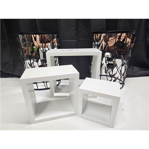 Pair of Mirror Sconces & Set Floating Shelves