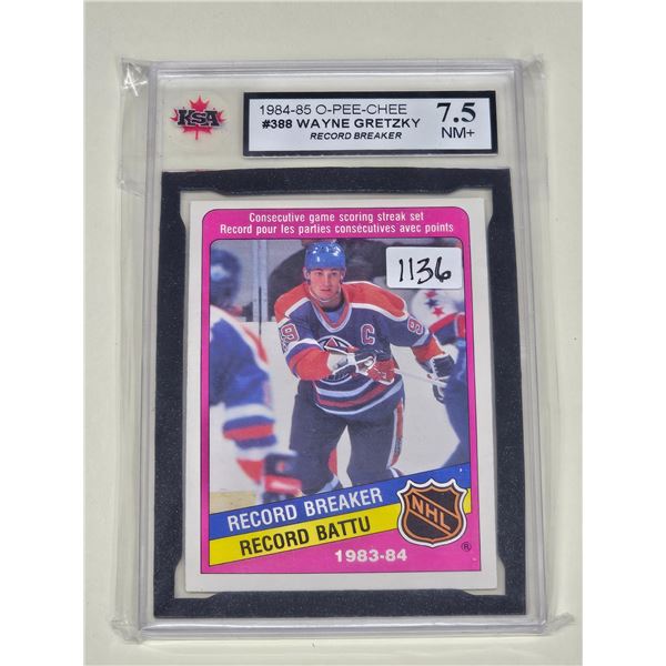 1984-85 O-Pee-Chee Wayne Gretzky Graded KSA 7.5 Record Breaker