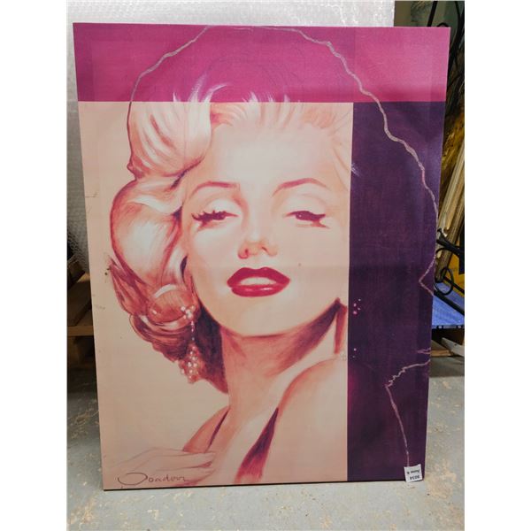 Marilyn Monroe Head Shot on Canvas.  Approx 32" x 23 1/2"
