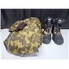 Image 1 : Insulated Hunting Suit Mens Medium with Size 11 Camo Boots