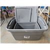 Image 1 : (3) Storage Totes w/ Lids.  Inc. (2) 114L Size and (1) Smaller Size