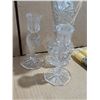 Image 7 : Pinwheel crystal vase and candlesticks, ceramic and silk roses, 2 Christmas wax drip catchers, two u