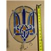 Image 2 : Ukraine symbol Tryzyb sun catcher with hardware to hang. From Chernivtsi, Ukraine, 1996.