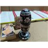 Image 4 : Wooden Ukrainian Easter egg on stand, Ukrainian embroidered runner and small icons.