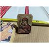 Image 5 : Wooden Ukrainian Easter egg on stand, Ukrainian embroidered runner and small icons.