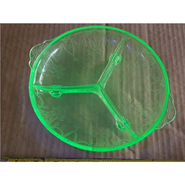 Uranium glass candy dish