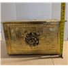 Image 1 : Vintage Made in England Wood and Tin Brass Plated Storage Box