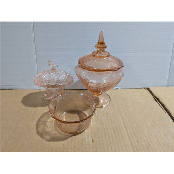 Unverified (3) Pc of Pink Depression Glass (Some Chips)
