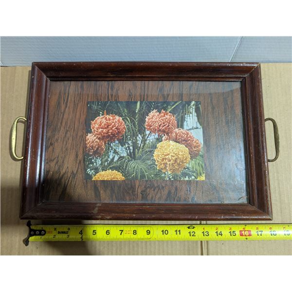Vintage Brass Handle Serving Tray