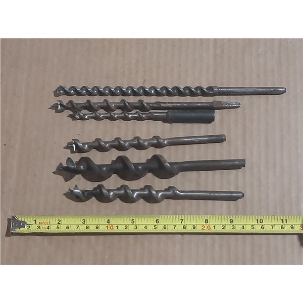 (6) Vintage drill bits of various sizes and styles.