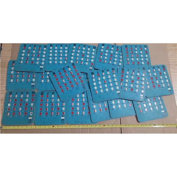 (20) Vintage Italian Bingo boards (Tombola), featuring sliding red shutters to mark called numbers.