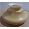 Image 4 : Vintage yellow milk glass lamp shade features a distinctive ruffled edge.