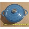 Image 1 : Blue Kuhn Rikon enameled cast iron Dutch oven.