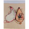 Image 1 : (2) Leather Water Flasks (1) Vintage (1) W/ Design