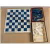 Image 1 : Beautiful Marble Chess Set (Blue And White w/unique Designed Chess Pieces)