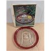 Image 1 : Vintage Diamona Point 3 Part, 12" Ruby band Crystal Indian Glass Co W/ Original box