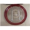Image 2 : Vintage Diamona Point 3 Part, 12" Ruby band Crystal Indian Glass Co W/ Original box