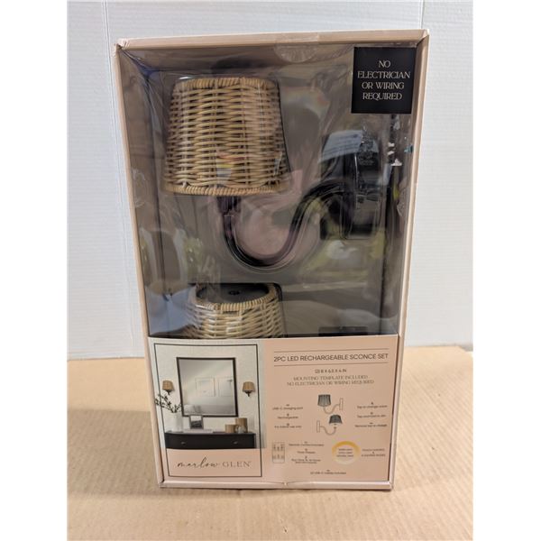 2 PC Led Rechargeable Scone Set (New In Box)