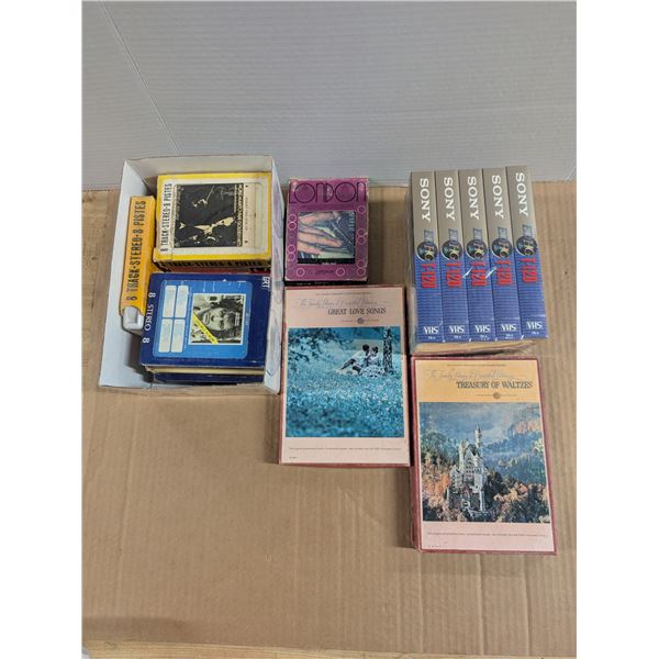 Lot of Sony T-120 Tapes, 8 Tracks, and etc.