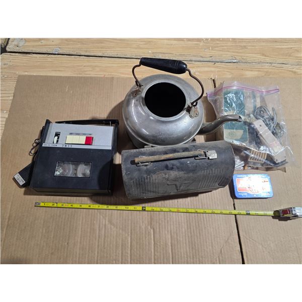 lot of misc antiques and vintage items- tape recorder,