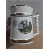 Image 1 : Vintage ceramic tankard is a Prince William Ware beer stein featuring 22-carat gold trim. (Made in E