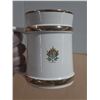 Image 5 : Vintage ceramic tankard is a Prince William Ware beer stein featuring 22-carat gold trim. (Made in E