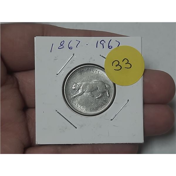 1967 Canada Silver 25 Cents.
