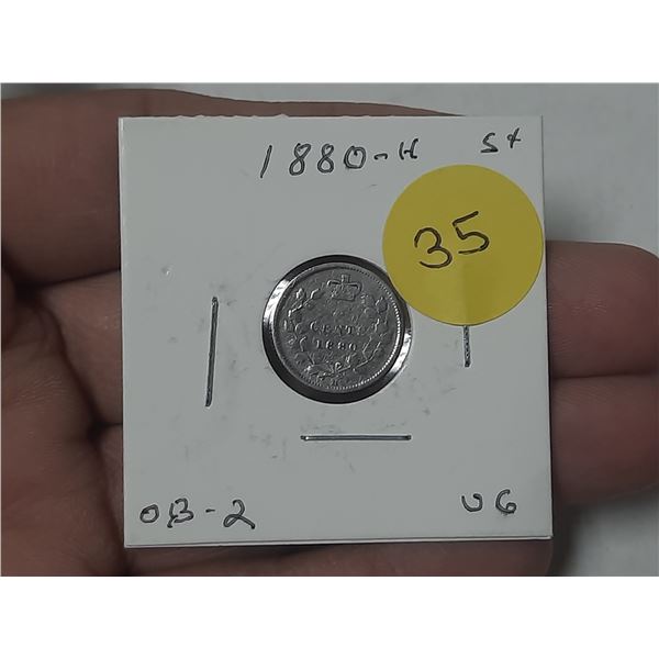 1880-H Canada Silver 5 Cents.