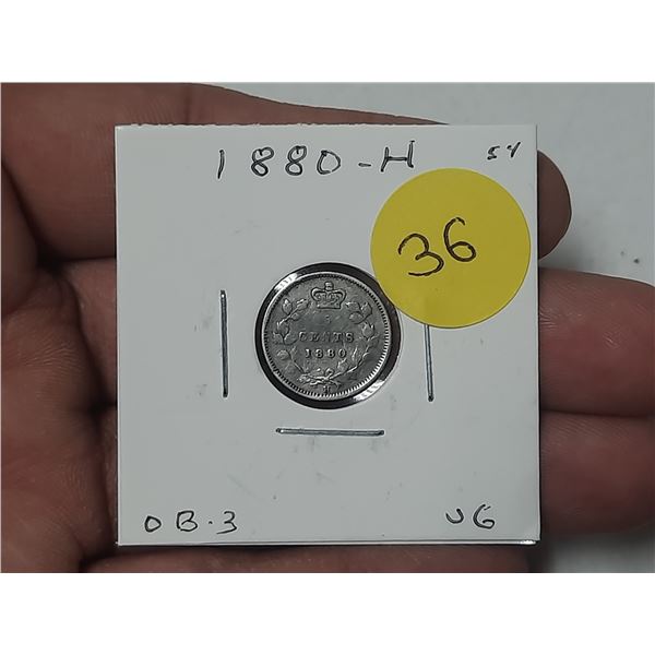 1880-H Canada Silver 5 Cents.