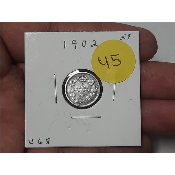 1902 Canada Silver 5 Cents.