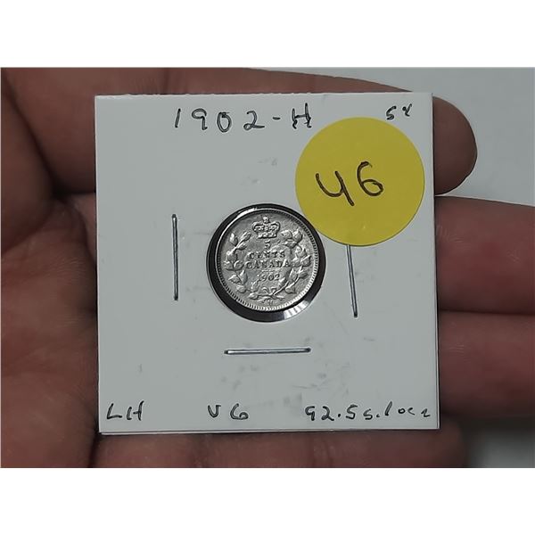 1902-H Canada Silver 5 Cents.