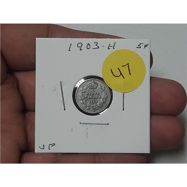 1903-H Canada Silver 5 Cents.